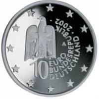 () Монета Германия (ФРГ) 2002 год 10 евро ""  Биметалл (Серебро - Ниобиум)  UNC